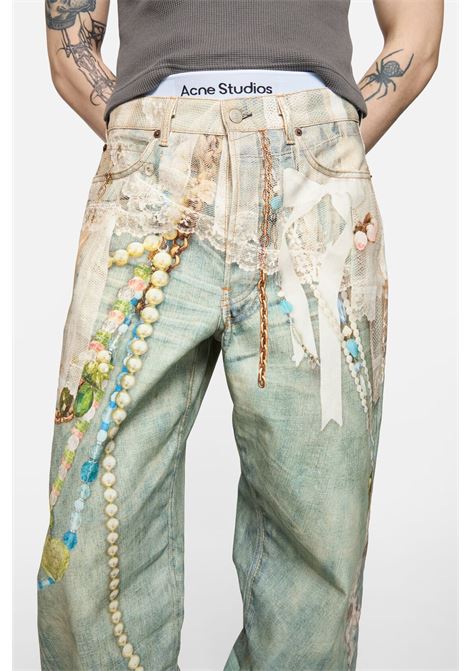 jeans  loose fit jeans 1981 unisex bianco e verde ACNE STUDIOS | CK0134AET